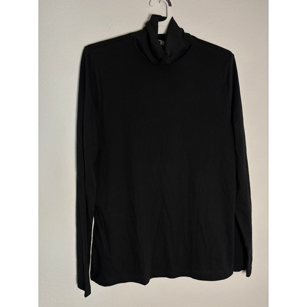 J. Crew Mens Black Long Sleeve Turtleneck Top Size Large Solid Cotton Blend